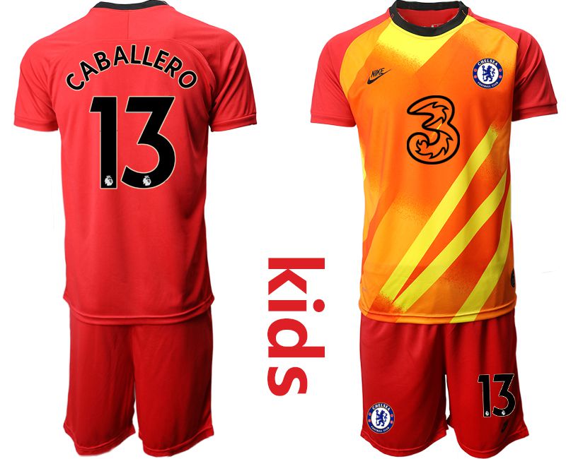 Youth 2020-2021 club Chelsea red goalkeeper #13 Soccer Jerseys->chelsea jersey->Soccer Club Jersey